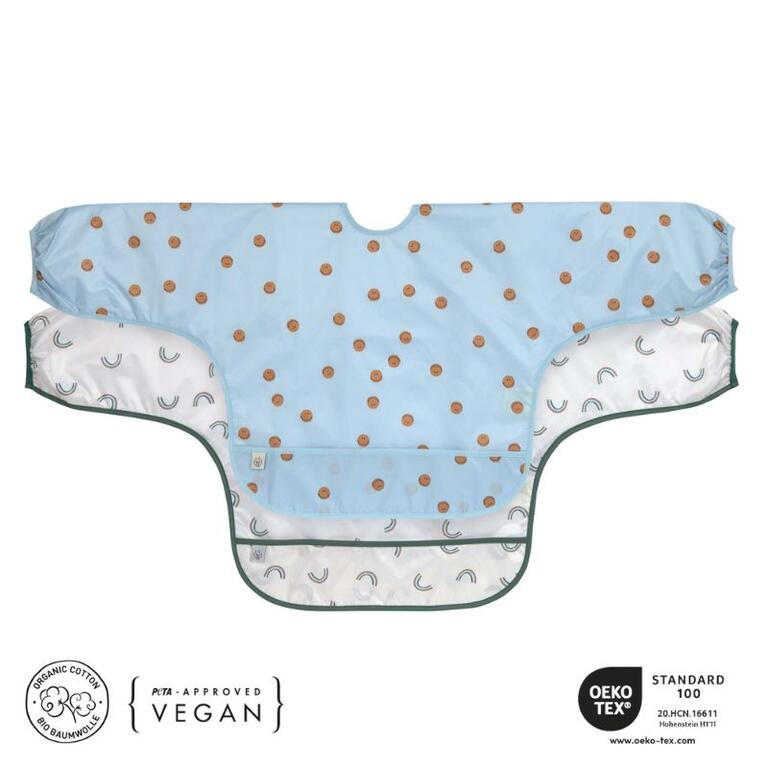 Babete manga comprida arco iris e bolinhas- lassig- 2 unidades