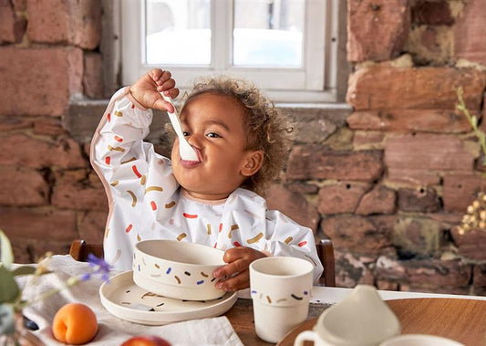 Babete de manga comprida lassig Laranja/Rosa-Animais- 2 unidades