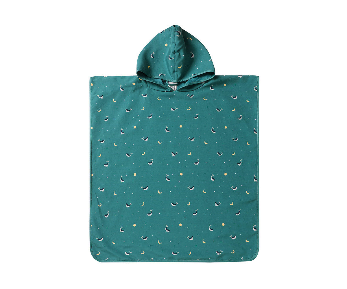 Poncho Praia Whale Teal- Monnëka