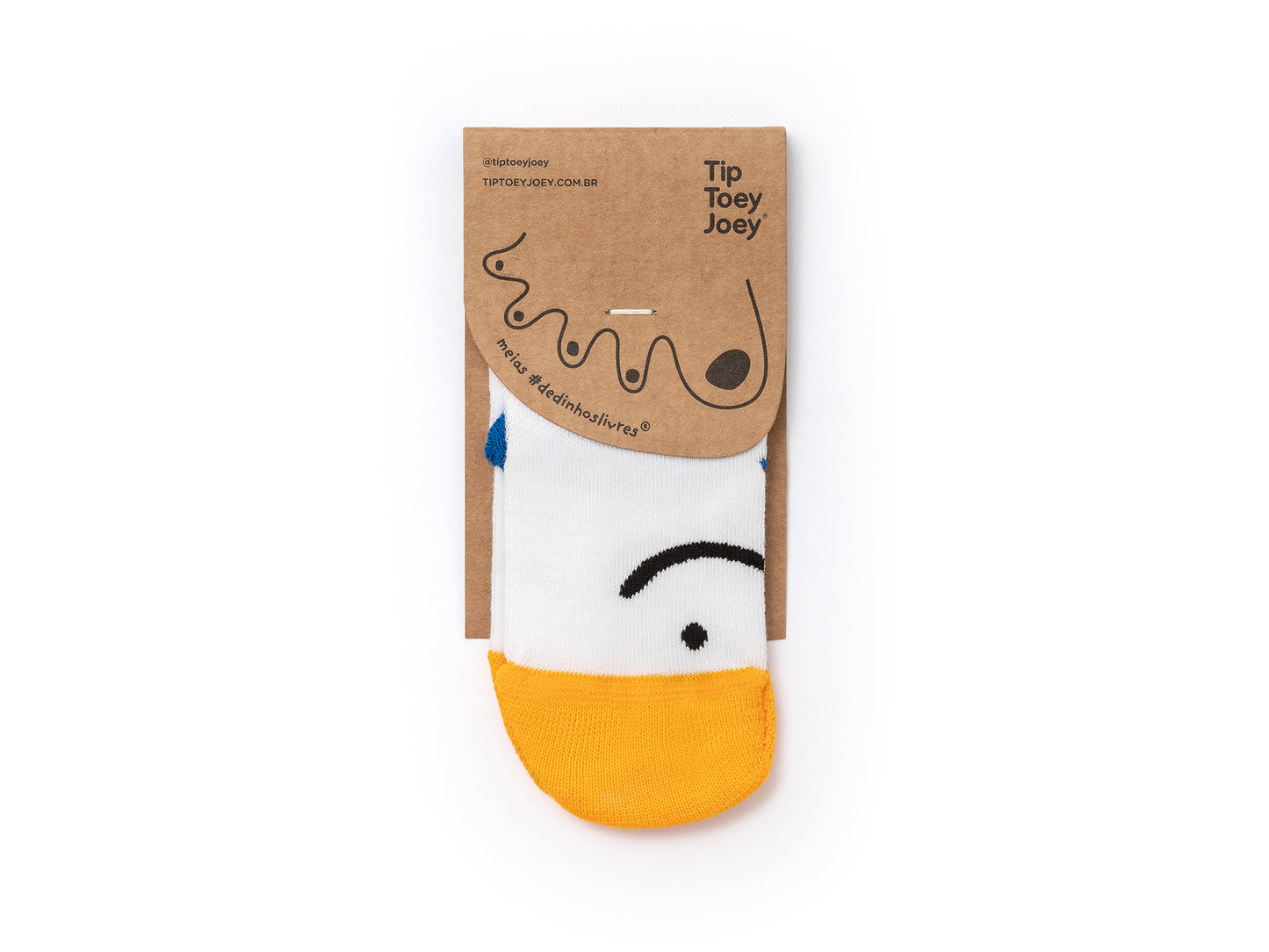 Meias Respeitadoras Sorriso Branco, azul, caramelo- Tip Toey Joey