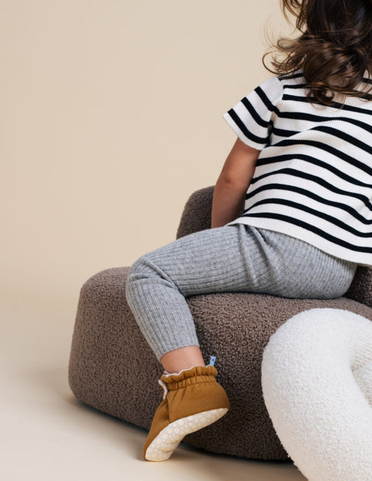 Baby Booties Fluffy Honey Mustard - Zás Trás for Babies