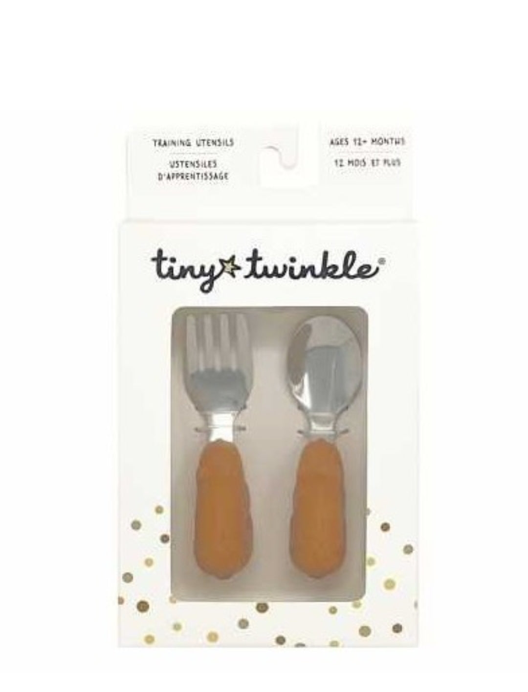 Tiny Twinkle Talheres em Aço e Silicone Urso Laranja