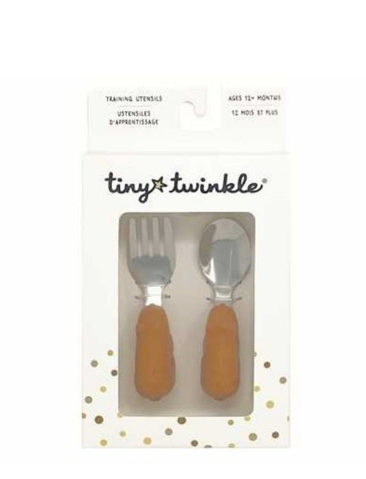 Tiny Twinkle Talheres em Aço e Silicone Urso Laranja