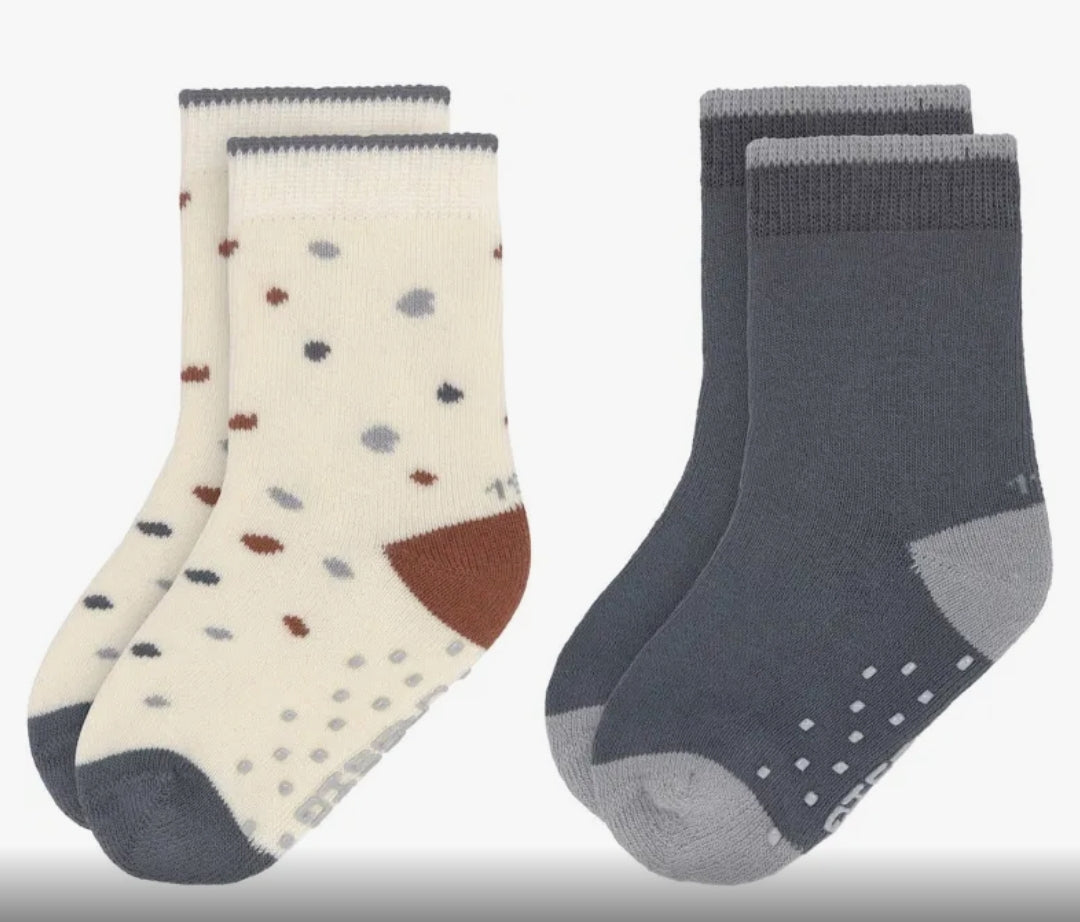 Pack 2 Meias Antiderrapantes Inverno cinza e branco - Lassig