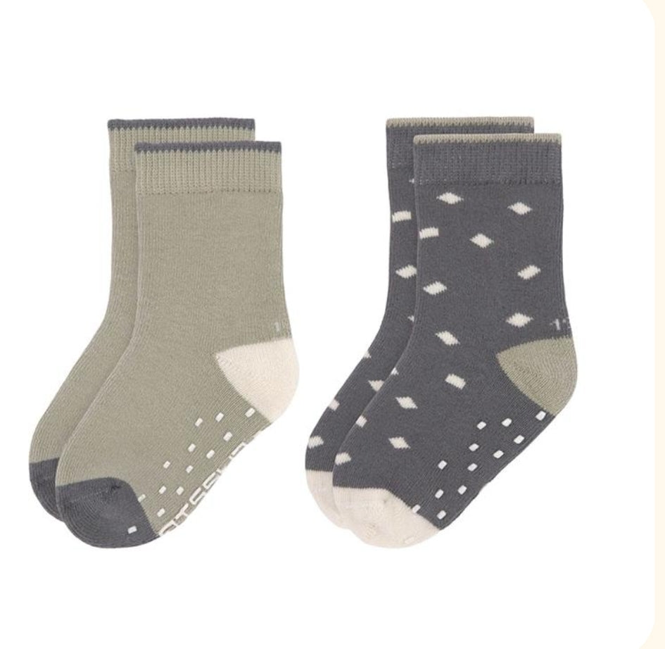 Pack 2 Meias Antiderrapantes Inverno verde e cinza - Lassig