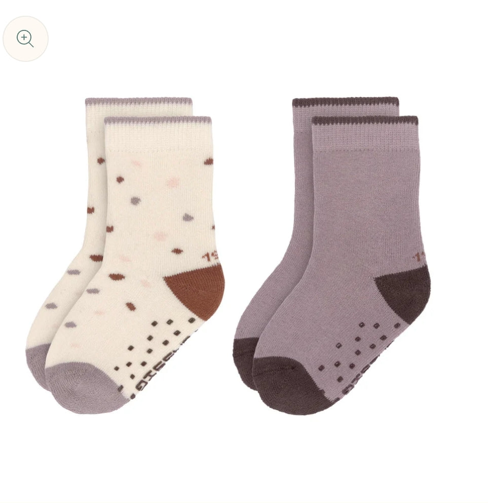 Pack 2 Meias Antiderrapantes Inverno lilás e branco - Lassig