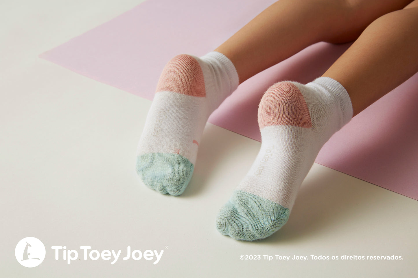 Meias Respeitadoras Sorriso Rosa e verde claro- Tip Toey Joey