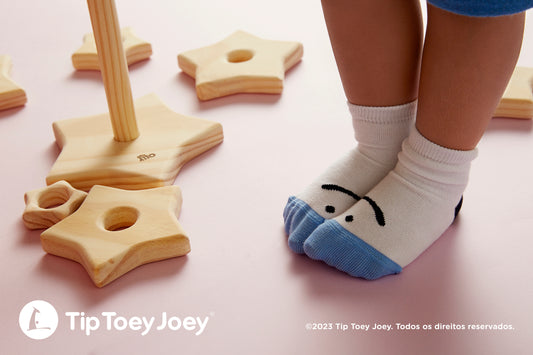 Meias Respeitadoras Sorriso Branco e Azul Marinho -Tip Toey Joey