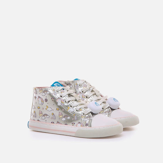 Sapatilhas Mustang Free Kids com Luzes -Unicornio Plata