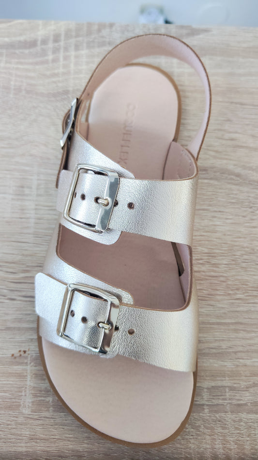 Sandálias Metal Milled Champagned-Coqueflex