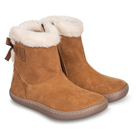 Botas de pele com laço Camel- Chetto-