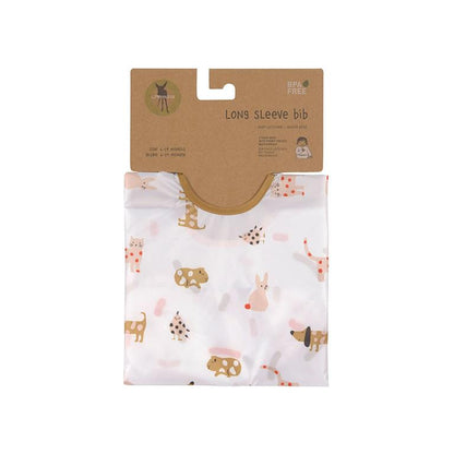 Babete de manga comprida lassig Laranja/Rosa-Animais- 2 unidades