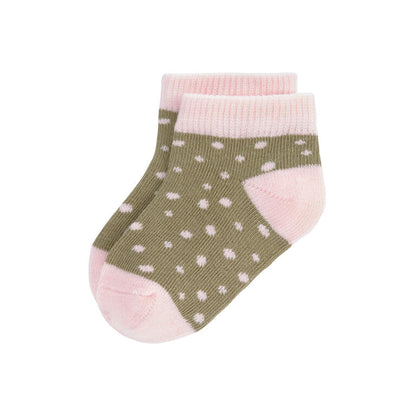 Meias Curtas Respeitadoras Lassig rosa e verde- Conjunto de 3 Unidades