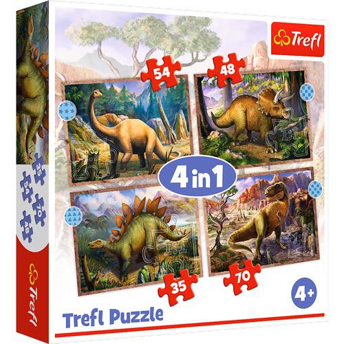 PUZZLES 4 EM 1 - INTERESTING DINOSAURS / TREFL