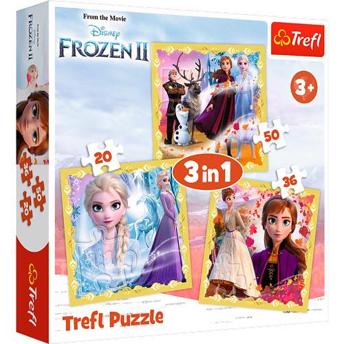 PUZZLE 3 EM 1 - O PODER DE ANNA E ELSA - FROZEN 2