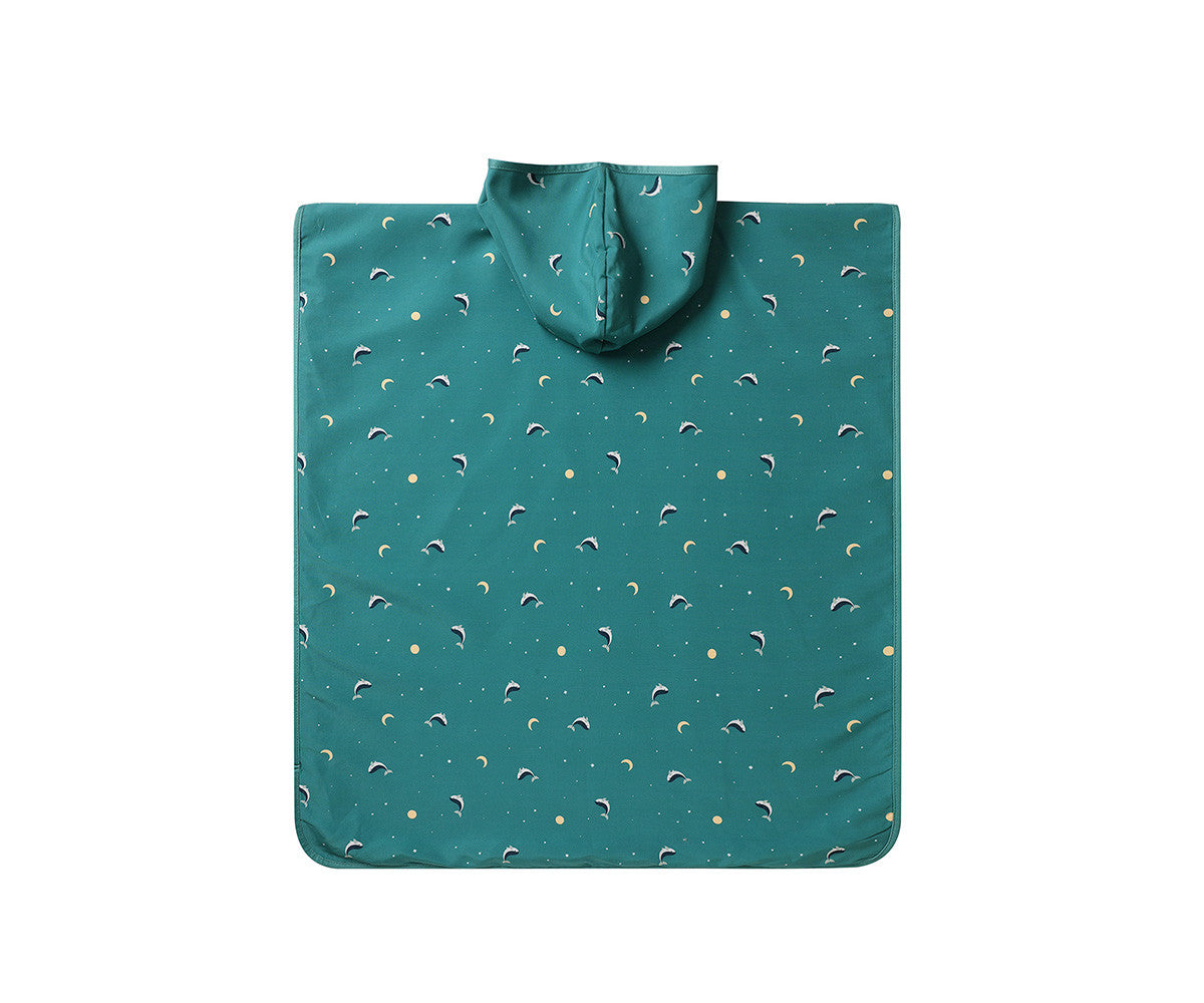 Poncho Praia Whale Teal- Monnëka