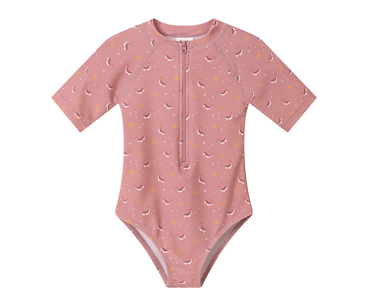 Fato de Banho com zíper Whale Pink-Monnëka