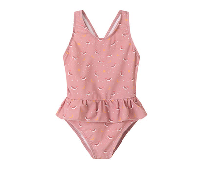 Fato de Banho Cruzado com folhos Whale Pink-Monnëka