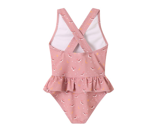 Fato de Banho Cruzado com folhos Whale Pink-Monnëka