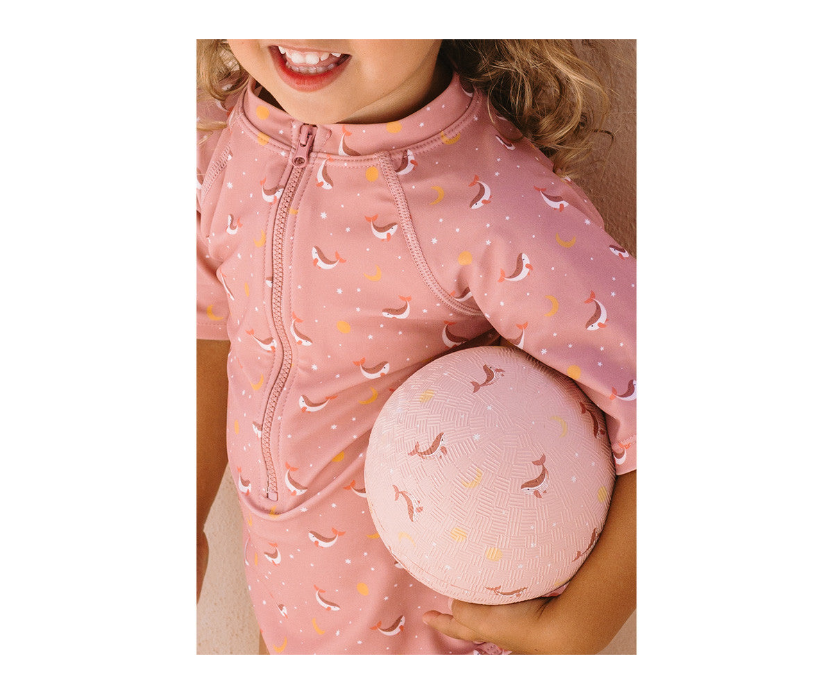 Fato de Banho com zíper Whale Pink-Monnëka