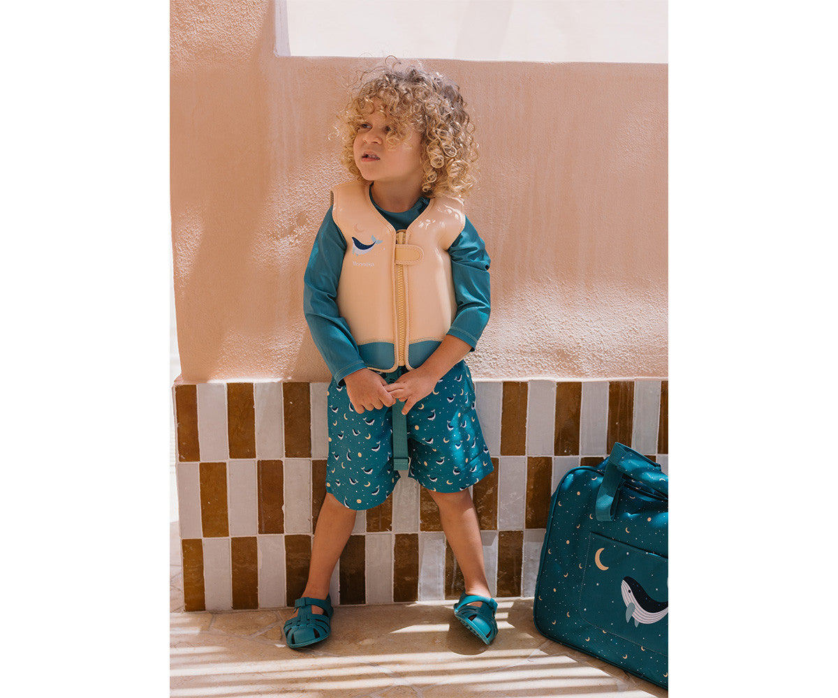 Bolsa de Praia com Rede Whale Teal  - Monneka