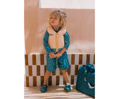 Bolsa de Praia com Rede Whale Teal  - Monneka