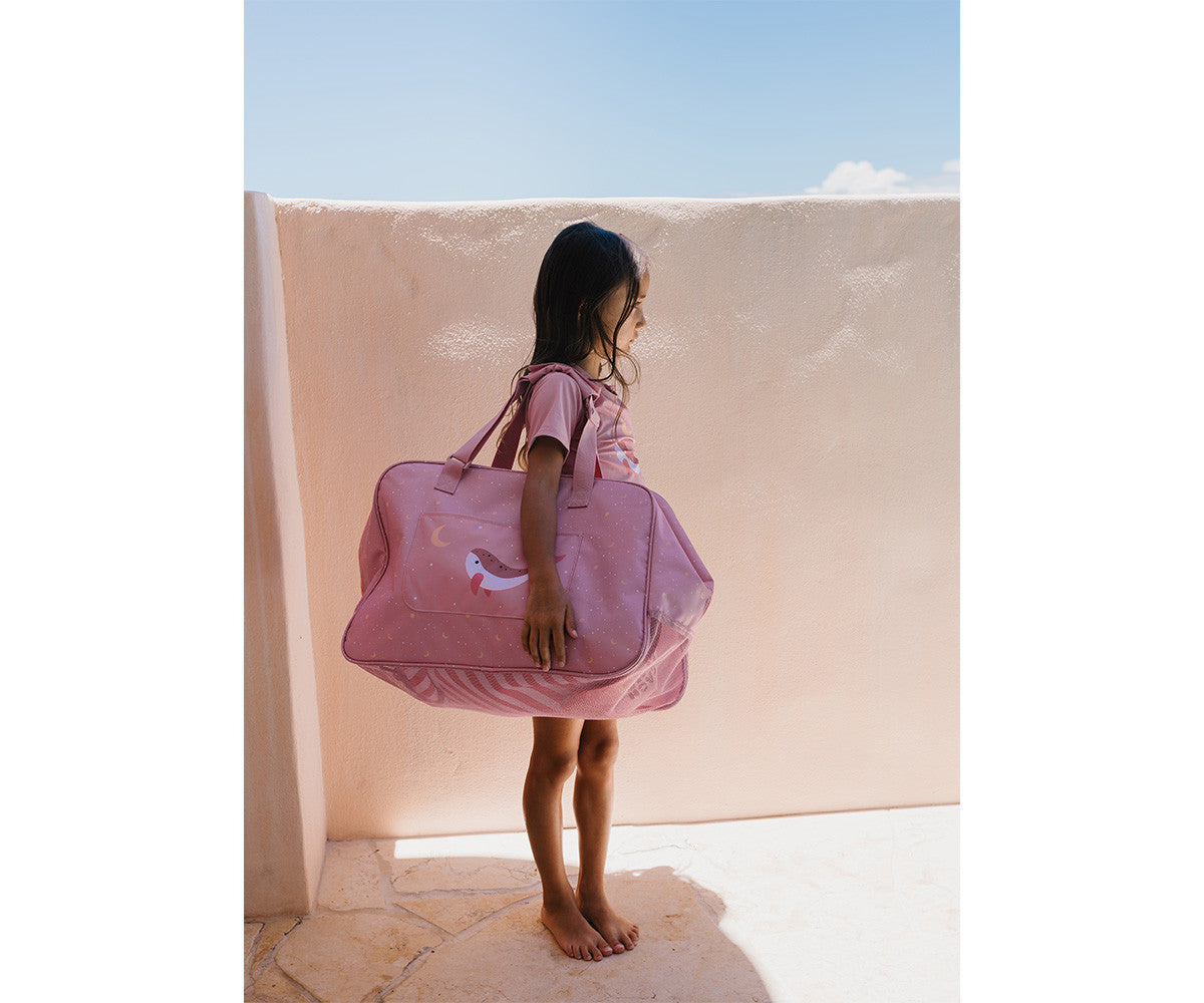 Bolsa de Praia com Rede Whale Pink  - Monneka