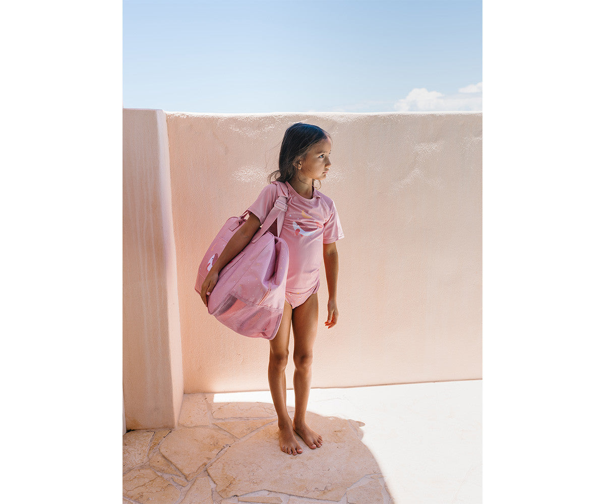 Bolsa de Praia com Rede Whale Pink  - Monneka