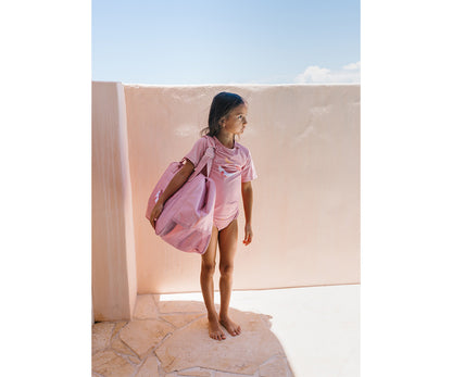 Bolsa de Praia com Rede Whale Pink  - Monneka