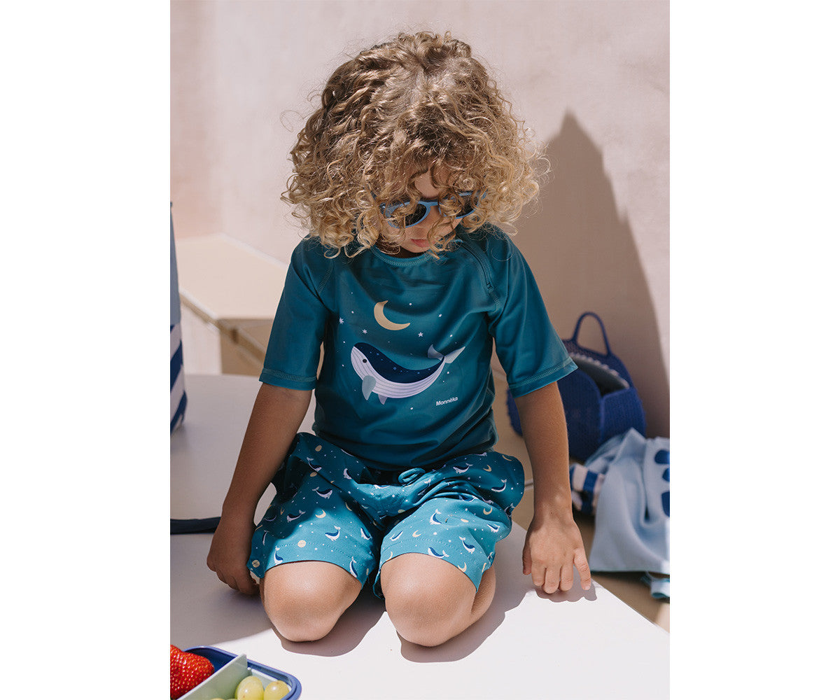 Camisola Proteção UV Whale Teal- Monneka