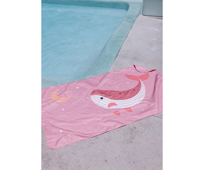 Toalha Praia Microfibra Whale Pink- Monneka