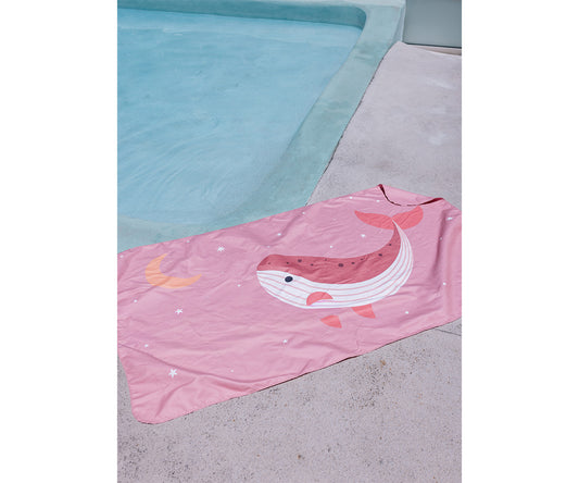 Toalha Praia Microfibra Whale Pink- Monneka