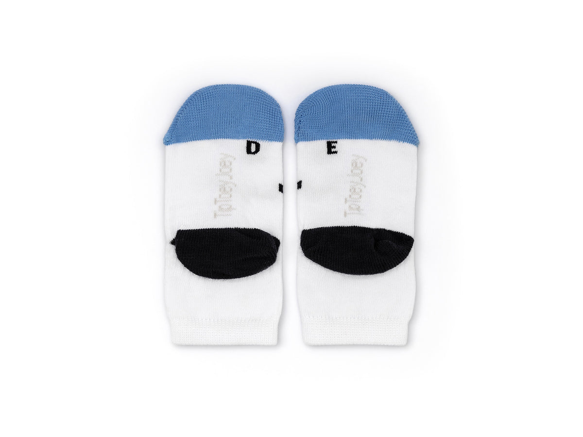 Meias Respeitadoras Sorriso Branco e Azul Marinho -Tip Toey Joey