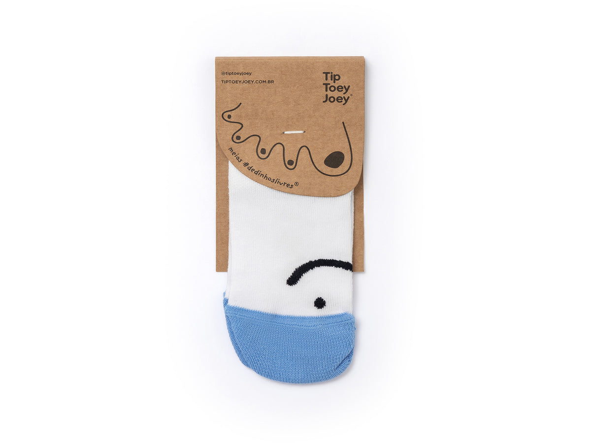 Meias Respeitadoras Sorriso Branco e Azul Marinho -Tip Toey Joey
