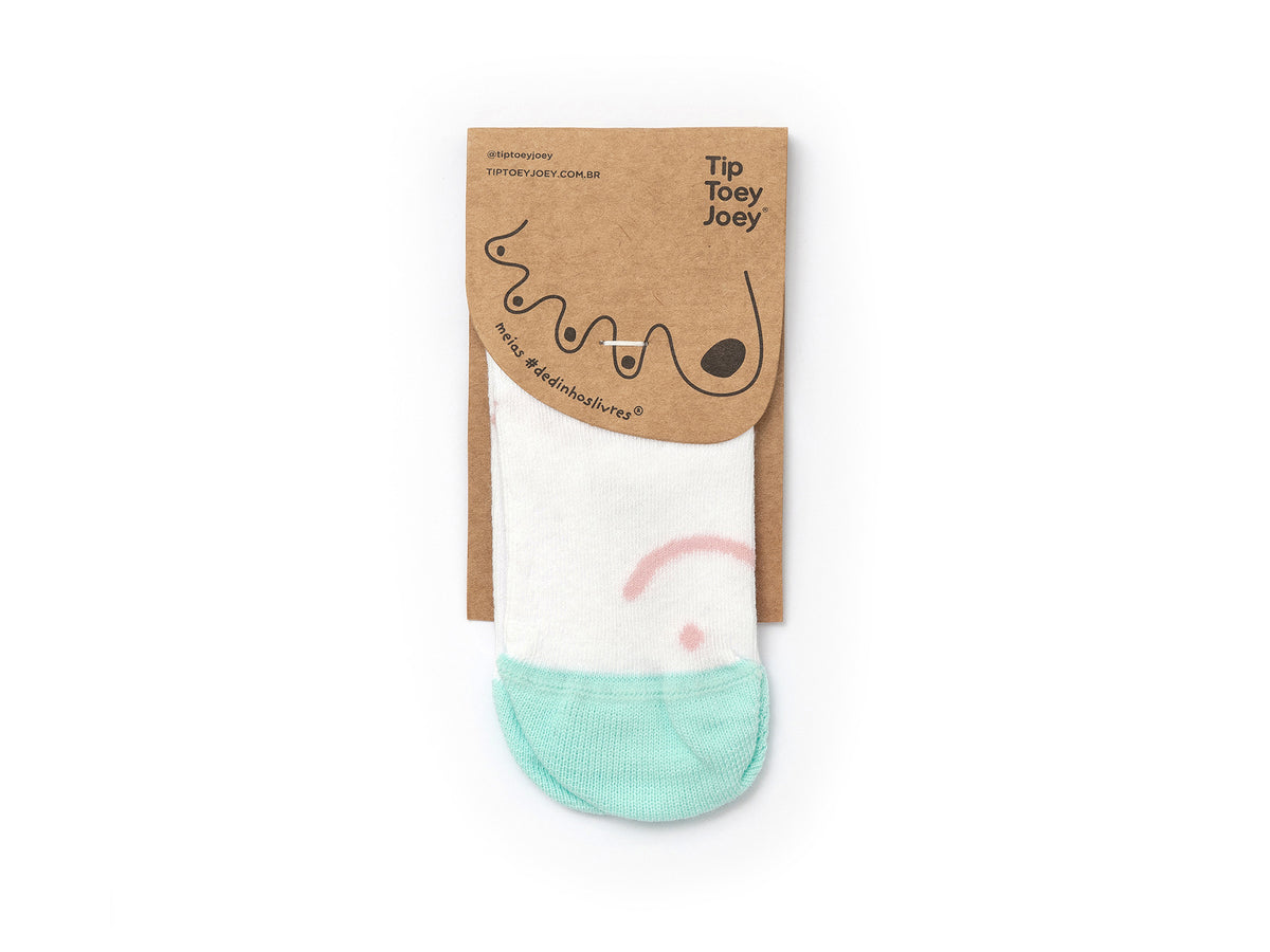Meias Respeitadoras Sorriso Branco, Rosa e Menta -Tip Toey Joey