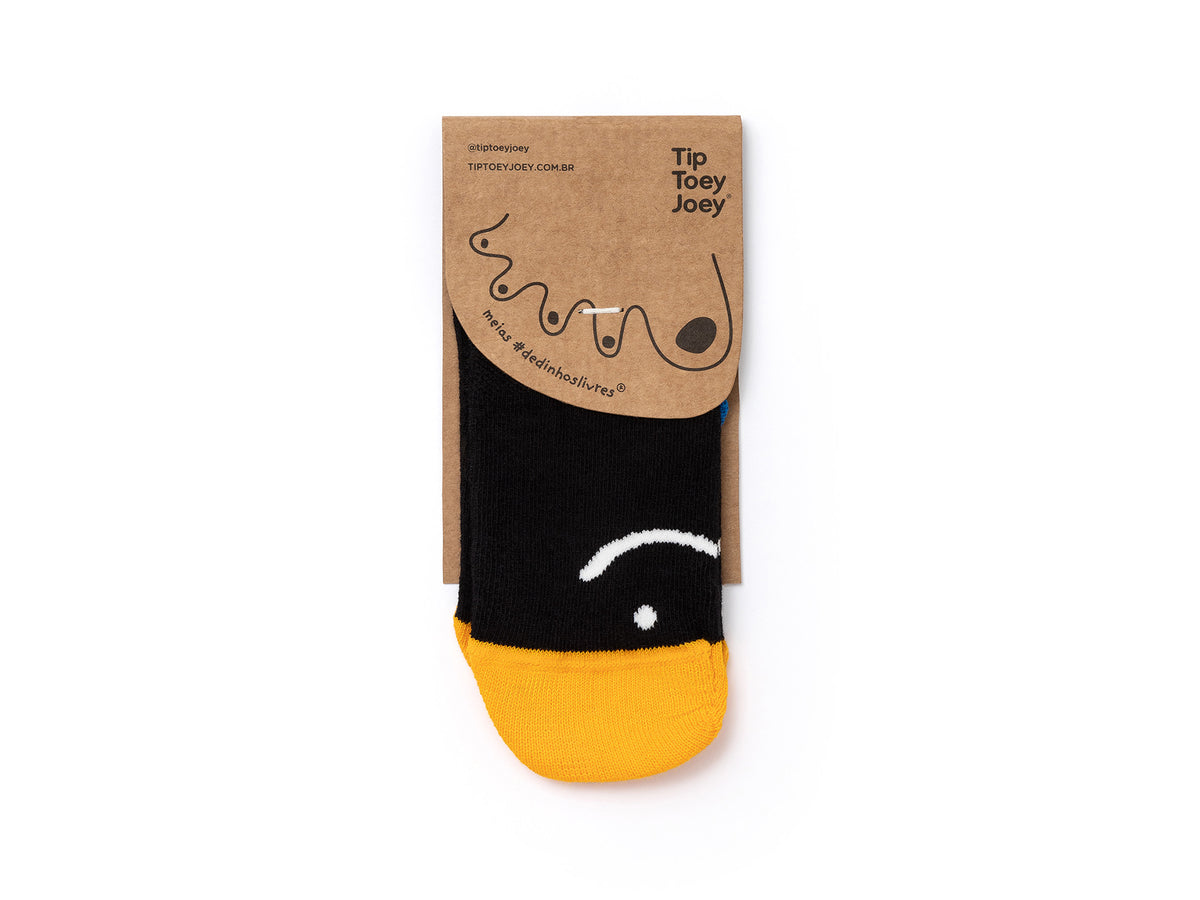 Meias Respeitadoras Sorriso Preto, azul e amarelo-Tip Toey Joey
