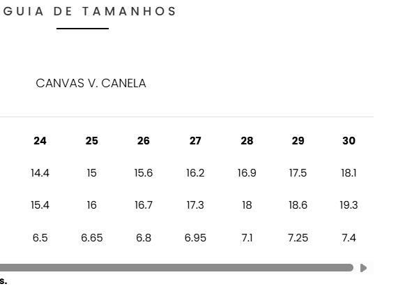 Guia de Tamanhos