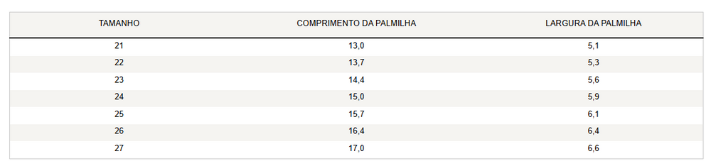 Guia de Tamanhos
