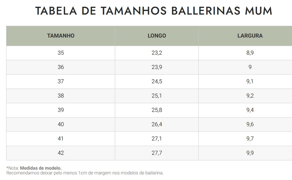 Guia de Tamanhos