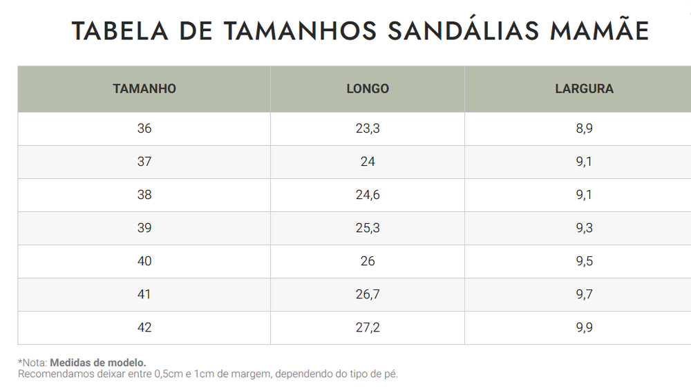 Guia de Tamanhos