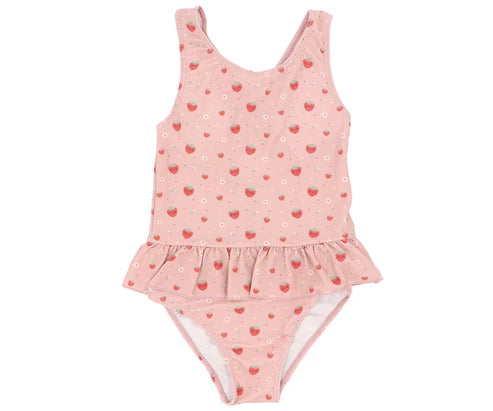 Fato de Banho Cruzado com folhos Strawberries-Monnëka