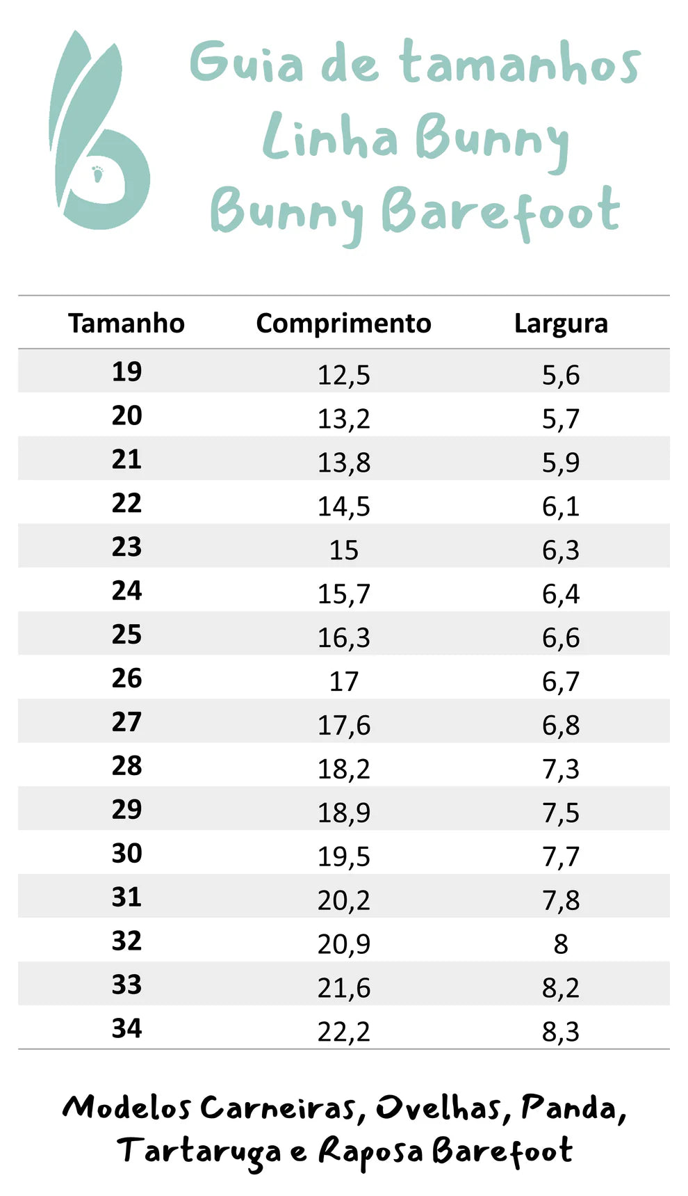 Guia de Tamanhos