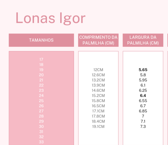 Guia de Tamanhos
