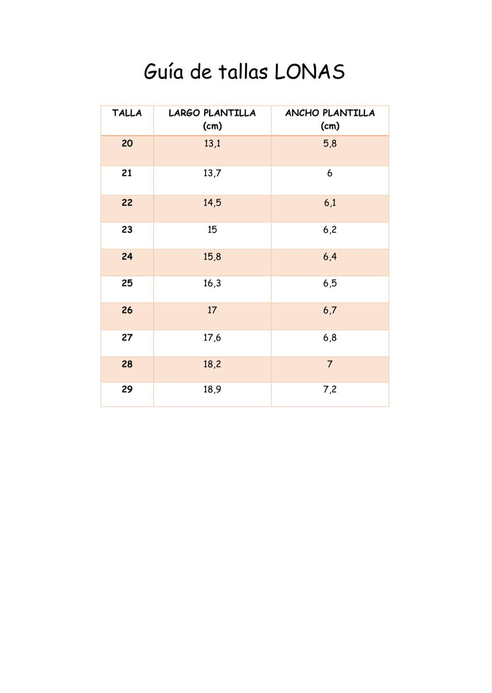 Guia de Tamanhos
