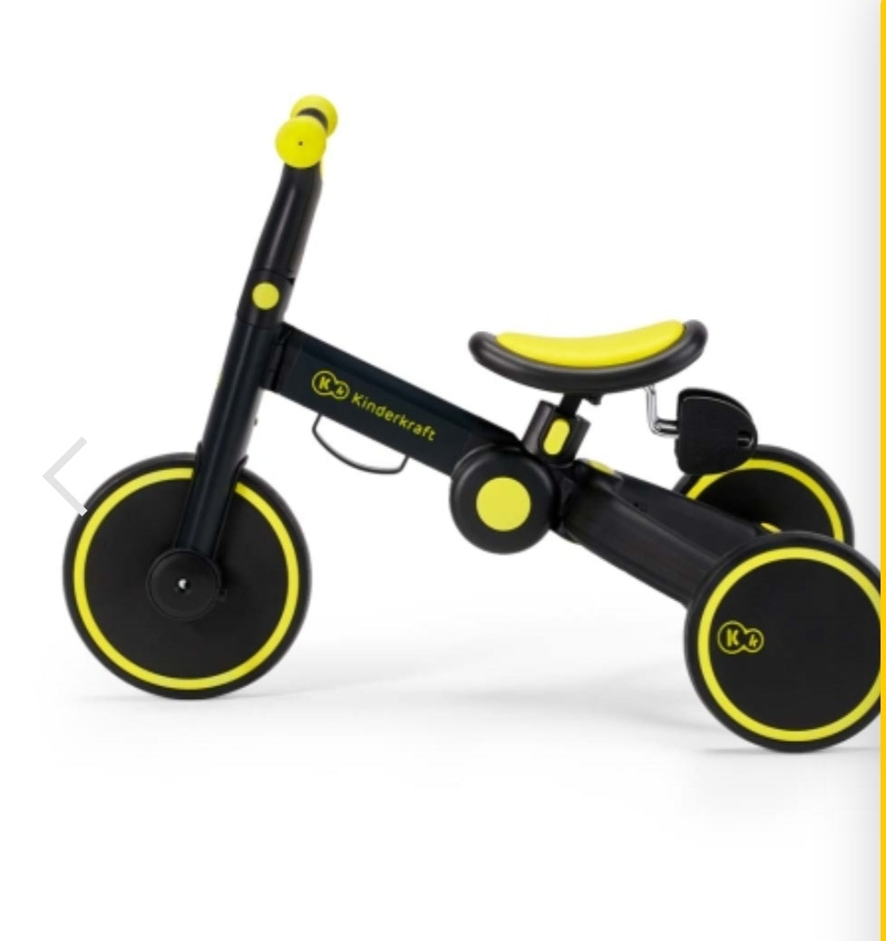 Triciclo 3 em 1 4trike kinderkraft - preto e amarelo