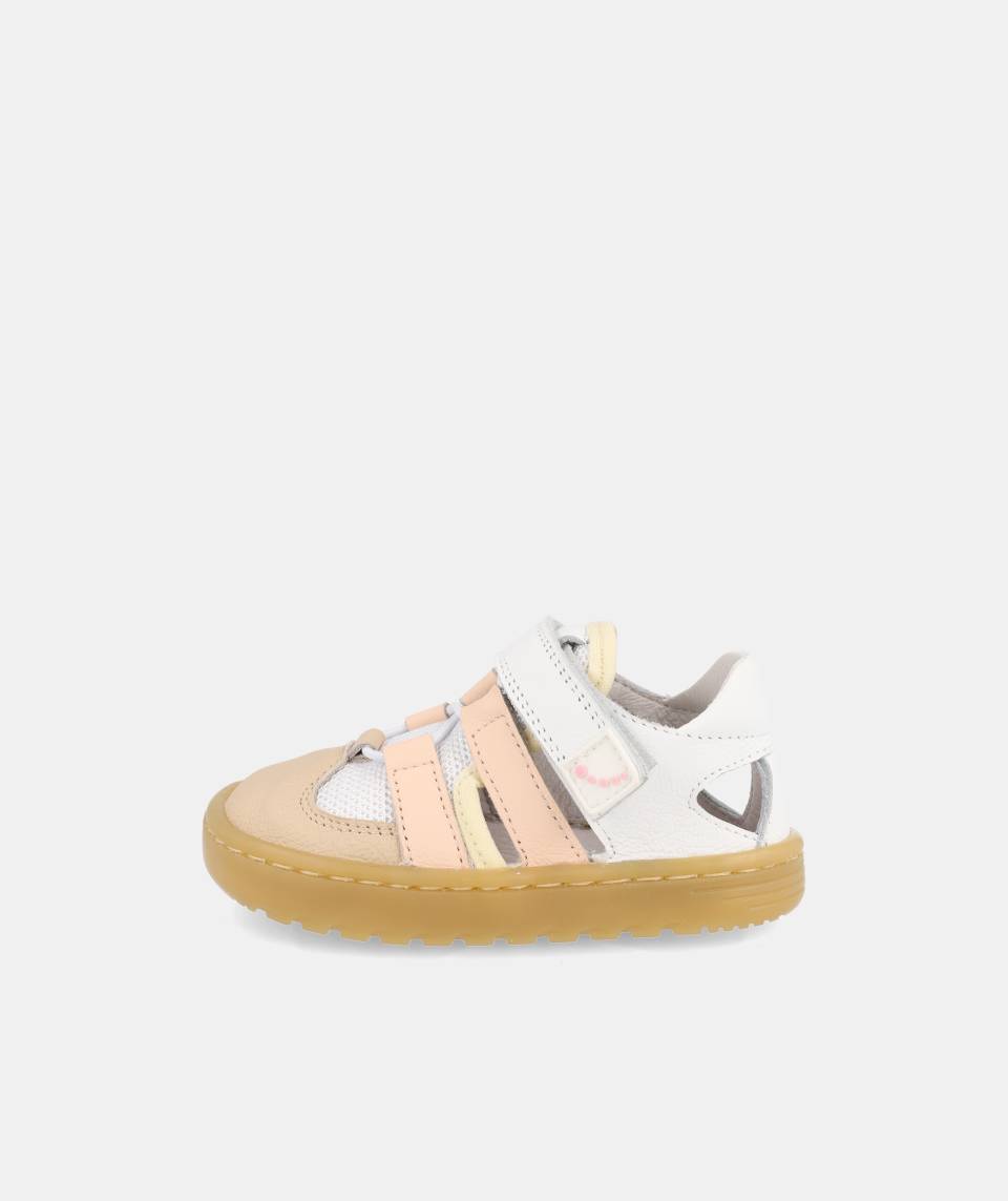 Sandálias fechadas Tahiti Branco e rosa- Blanditos by crio's