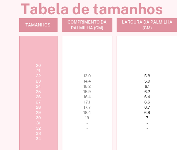 Guia de tamanhos – Botas Bluey Ocean Azul Marinho- Garvalin