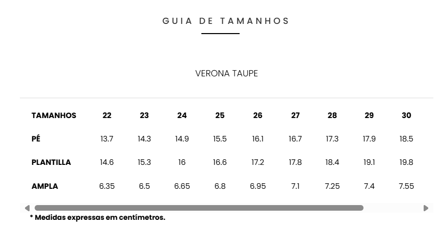Guia de Tamanhos